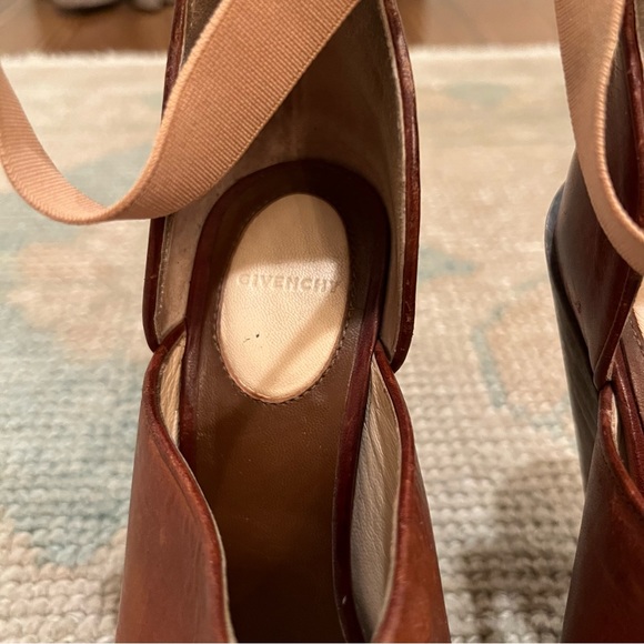 Givenchy Paris Brown Leather Studded Wooden Cone High Heels | Size 6 - Picture 4 of 8